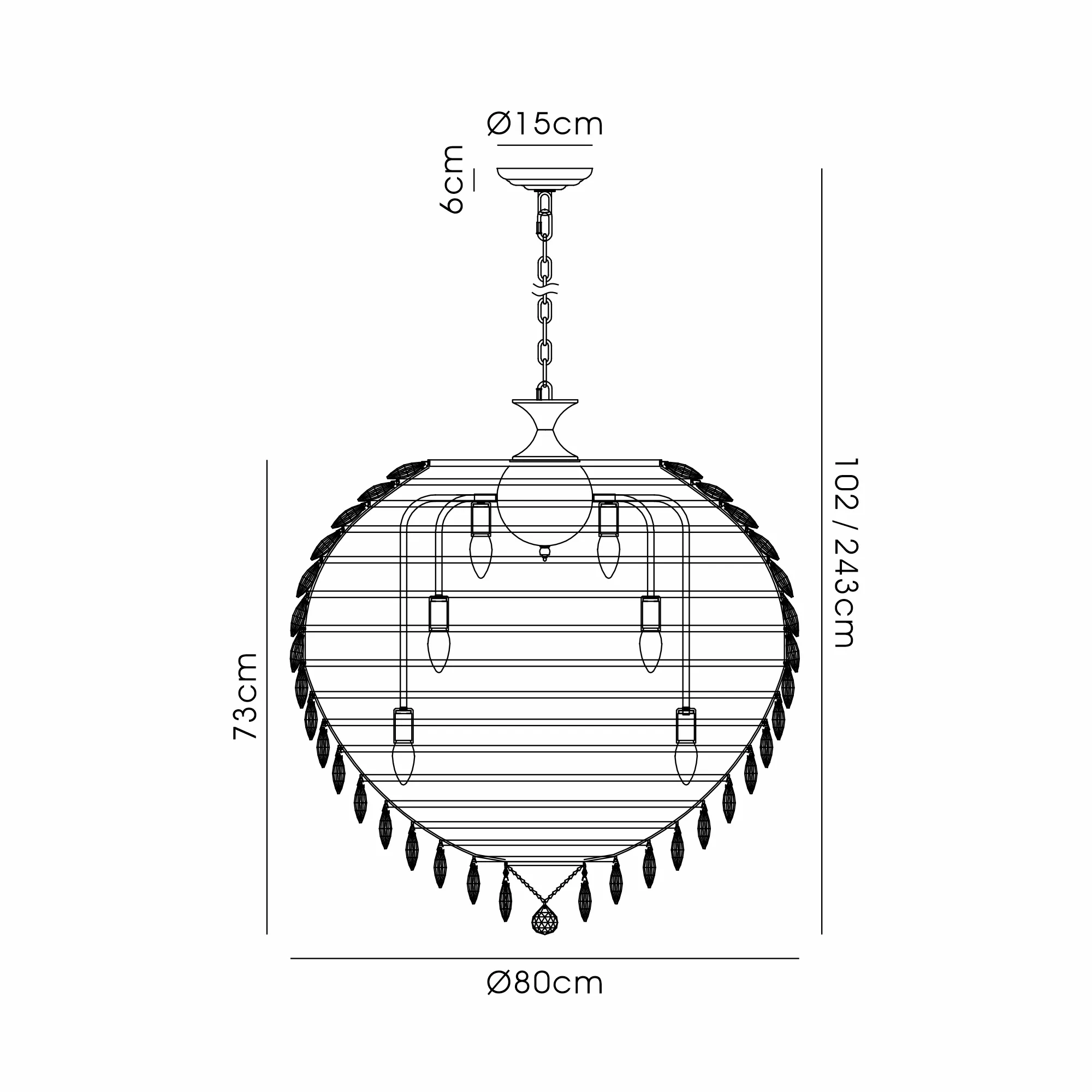 IL32809  Coniston Pendant 16 Light (46kg) Polished Chrome